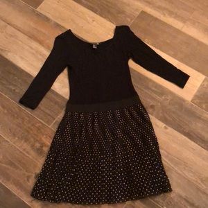 Black dress with polka dot chiffon bottom